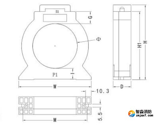 閉口式，圓孔100A-630A外形尺寸圖